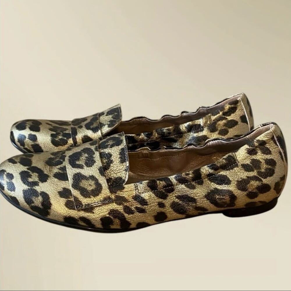 AGL New Women Girls Leopard Print Leather Loafer Flats Shoes US 4 EU 34